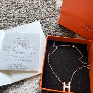 Hermes pop H necklace in rose gold and ivory